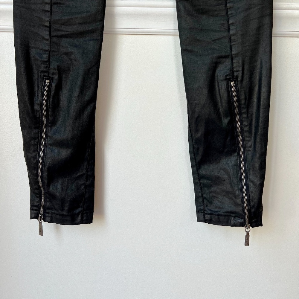 Barbour Frida Black Streak‎ Coated Jean Motorcycle Style Pants - Size US 8 - Picture 8 of 11